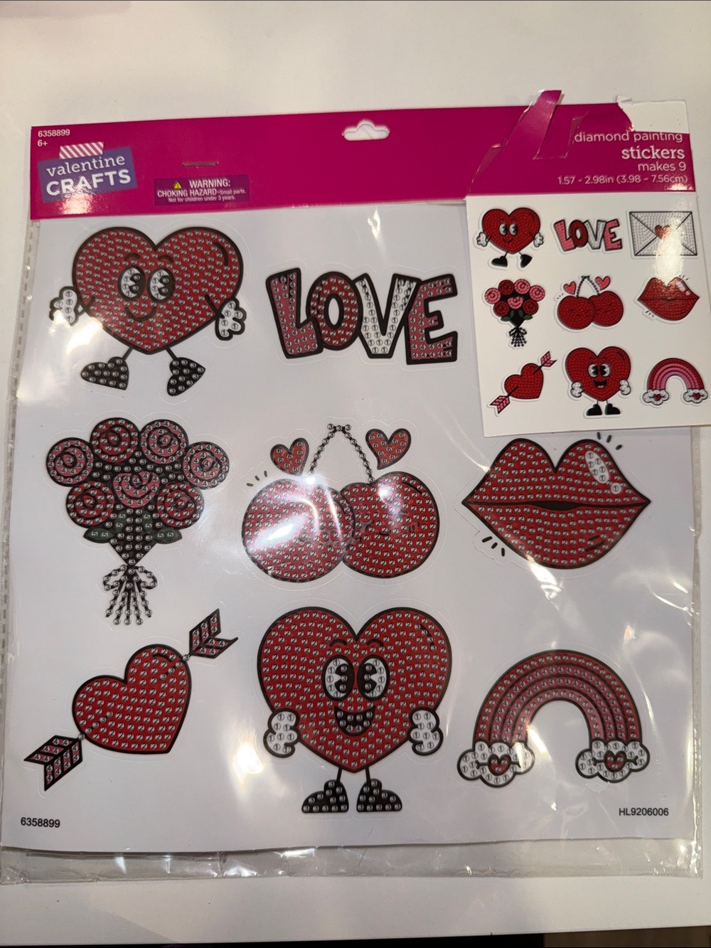 Hobby Lobby Valentine Crafts Red and Black Diamond Painting Stickers